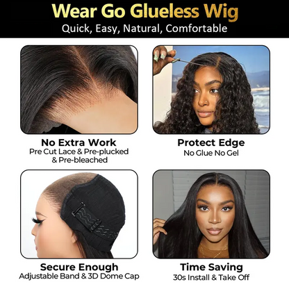 UP TO 70%OFF🔥Pre-Cut Lace Curl Straight 360 Full Lace Frontal Glueless Wig With Invisi Drawstring Pre Plucked Human Hair Wig