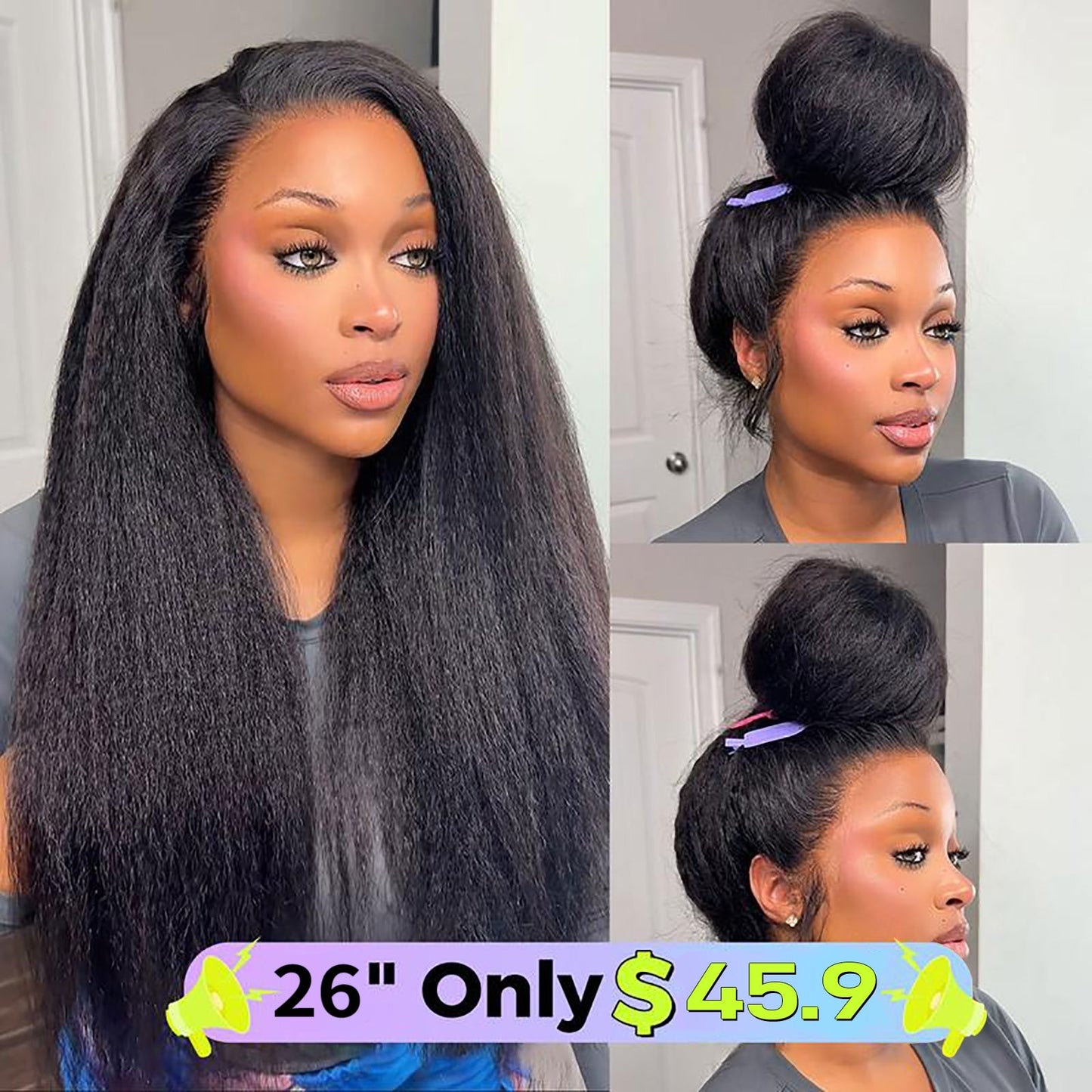 UP TO 70%OFF🔥Pre-Cut Lace Curl Straight 360 Full Lace Frontal Glueless Wig With Invisi Drawstring Pre Plucked Human Hair Wig