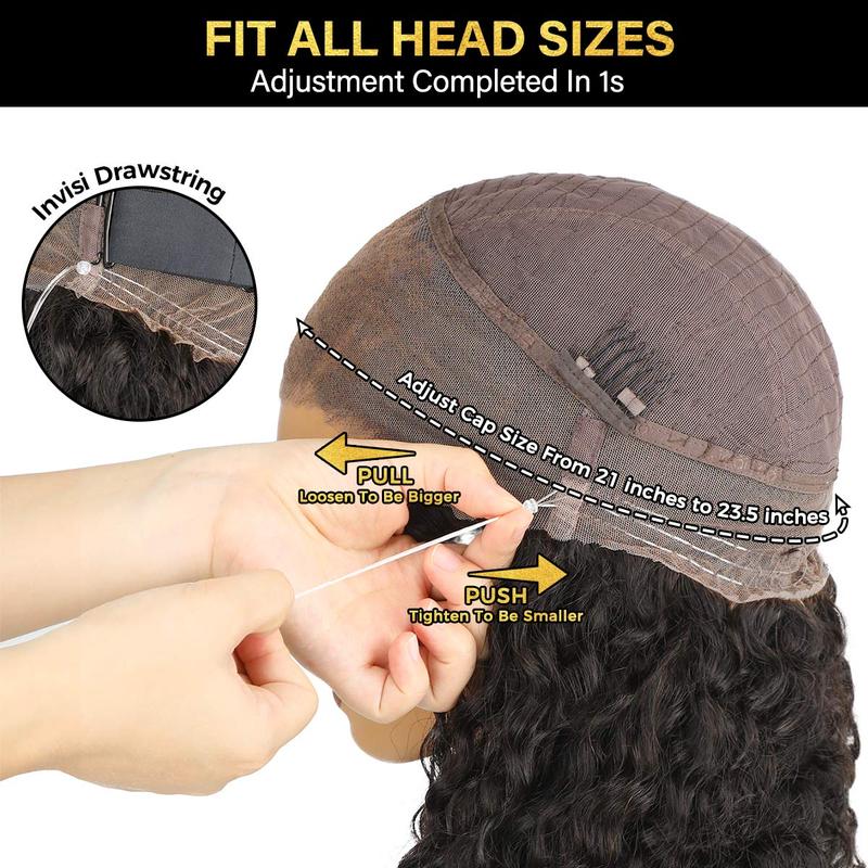 UP TO 70%OFF🔥Pre-Cut Lace Curl Straight 360 Full Lace Frontal Glueless Wig With Invisi Drawstring Pre Plucked Human Hair Wig