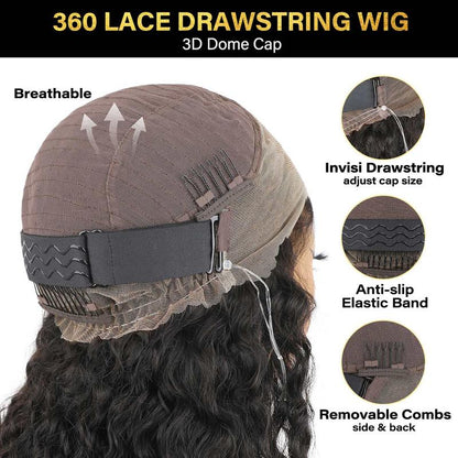 UP TO 70%OFF🔥Pre-Cut Lace Curl Straight 360 Full Lace Frontal Glueless Wig With Invisi Drawstring Pre Plucked Human Hair Wig