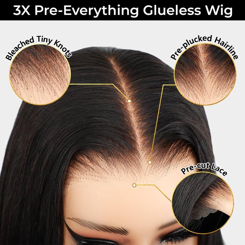 UP TO 70%OFF🔥Pre-Cut Lace Curl Straight 360 Full Lace Frontal Glueless Wig With Invisi Drawstring Pre Plucked Human Hair Wig